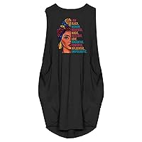 Women's Bohemian Casual Loose-Fitting Summer Flowy Beach Dress Swing Print Sleeveless Knee Length Round Neck Glamorous Black