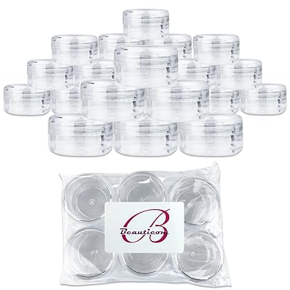 (Quantity: 60 Pieces) Beauticom 15G/15ML (0.5oz) Round Clear Jars with Screw Cap Lid for Pills, Medication, Ointments and Other Beauty and Health Aids - BPA Free
