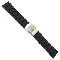 24mm Morellato Soft Black Silicone with Metal Push Open Buckle Watch Band
