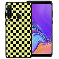 Phone Case for Samsung Galaxy A9 2018/A9 Star Pro/A9s, Yellow Black Grid Plaid Regular Lattice Checkered Checkerboard Cute Shockproof Protective Anti-Slip Soft Cover Shell