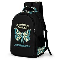 Ovarian Cancer Awareness Butterfly Backpack Double Deck Laptop Bag Casual Travel Daypack for Men Women