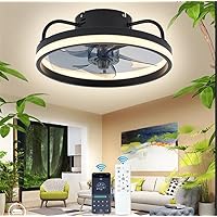 3000K-6500K Dimmable LED Ceiling Light Fan with Remot Control Lamp for Living Room Bedrooms Fans for Large House Decoration Home Lighting Fixtures 13inches (Black)
