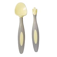 b.box Toddler Cutlery Set: Occupational Therapist Designed with Easy Grip Handles, Patented FLORK™ (flower fork) Utensil, Spoon & Travel Case. Dishwasher Safe, BPA Free. Ages 9 mo+ (Banana Split)