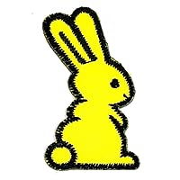 Kleenplus Mini Yellow Rabbit Patches Sticker Bunny Cartoon Cute Embroidery Iron On Fabric Applique DIY Sewing Craft Repair Decorative Sign Symbol Costume