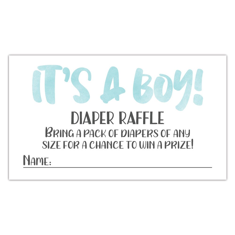50 Blue Watercolor It’s A Boy Diaper Raffle Tickets - Boy Baby Shower Game