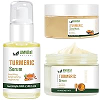 Turmeric Skincare Trio - Turmeric Mask, Turmeric Serum, and Turmeric Cream - Handcrafted, All-Natural Formulas - Suitable for All Skin Types