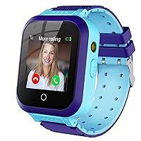 4G Kids Smart Watches, IP67 Waterproof LBS WiFi GPS Tracker Children Smartwatch Phone Call for Boys Girls, Touch Screen Cellphone Camera Voice Video Chat Anti-Lost SOS Learning Toy (Blue)