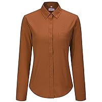 MGWDT Button Down Shirt Women Long Sleeve Blouse Oxford Shirt Classic-Fit Cotton Tops Wrinkle Resistant (2XS-3XL)