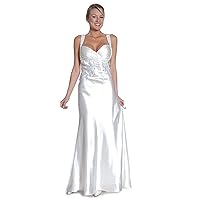 Wedding Dresses FNJ-1076W Long Gown Featuring Beading at Empire Waistline and Straps
