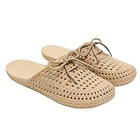 Womens Summer Beach Slipper Bohemia Slip On Flat Sandals Adult Sandals Hollow- out Flat Sole Sandals