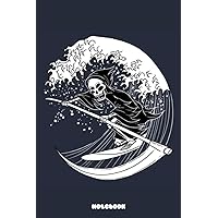 Blackcraft Grim Reaper Surfing Great Wave Notebook: Notepad College Ruled Lined Blank Notebook Journal