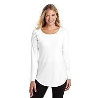 District Women’s Perfect Tri Long Sleeve Tunic Tee, White, XX-Large