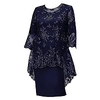 YiZYiF Women Mother of The Bride Dresses Plus Size Elegant Evening Formal Dress with Lace Cover up Set