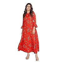 Jessica-Stuff Women Floral Print Crepe Blend Stitched Anarkali Gown Wedding Dress (1121)