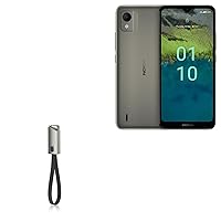 BoxWave Cable Compatible with Nokia C110 - USB Type-C Keychain Charger, Key Ring USB Type-C to Type-A 8 in USB Cable - Jet Black