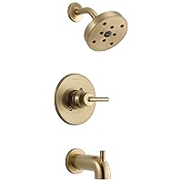 Faucet Trinsic 14 Series Single-Function Tub and Shower Trim Kit with Single-Spray H2Okinetic Shower Head, Champagne Bronze T14459-CZ (Valve Not Included)
