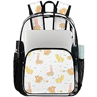 Cute Alpaca Lama Animal Clear Backpack Heavy Duty Transparent Bookbag for Women Men See Through PVC Backpack for Security, Work, Sports, Stadium