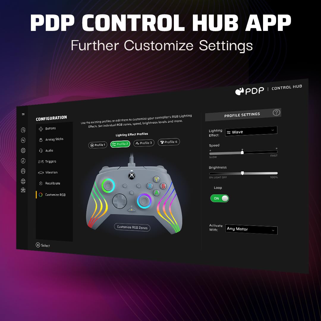 PDP Afterglow™ Wave Wired Controller: Grey For Xbox Series X|S, Xbox One & Windows 10/11