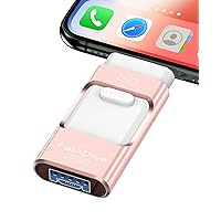 Flash Drive for iPhone 256GB, Photo Stick Thumb Drive USB Stick High Speed Transfer USB Drives External Storage Memory Expansion for iPhone/iPad/PC/Laptop (Pink)
