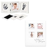 KeaBabies Baby Handprint and Footprint Kit for Newborn Boys & Girls and Baby Memory Book First 5 Years Journal - Inkless Hand and Footprint Maker, Modern Minimalist Hardcover 66 Pages First Year