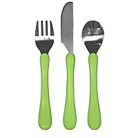 green sprouts Learning Cutlery Set | Helps toddler develop independent eating skills | Designed for small hands, Contoured handles for easy gripping, Safety edge on knife, Dishwasher safe