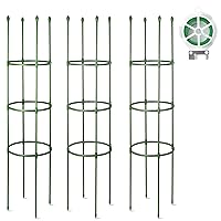 Pack of 3, Tomato Cage, Garden Trellis for Climbing Plants Outdoor, 5ft with Twist Tie for Flowers Vegetables Vines