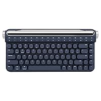 YUNZII B703 Retro Typewriter Keyboard,75% Mechanical Keyboard, Bluetooth&Wired 84-Key Gaming Keyboard with Round Keys, Rotary Knob Integrated Stand for Windows/Mac (Outemu Blue Switch, Blue)