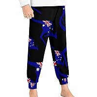 Australian Kangaroo Flag Youth Pajama Pants Elastic Waist Pajama Bottoms Lounge Pants Sleepwear PJ Bottoms