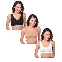 FORWOMEN 3-Pack Seamless Wireless Sports Bra with Removable Pads