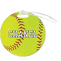 Softball Chanel Customizable 4 Inch Reinforced Plastic Luggage Bag Tag Add Any Number or Any Team Name