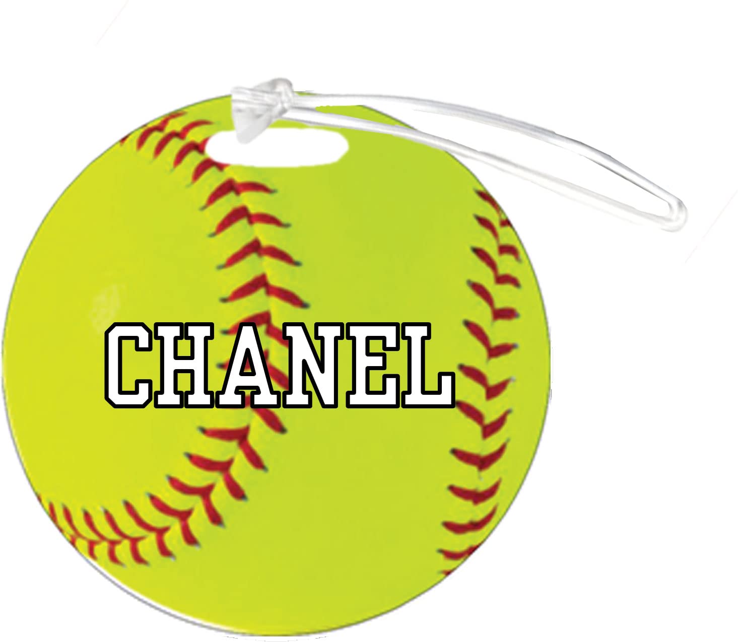 Softball Chanel Customizable 4 Inch Reinforced Plastic Luggage Bag Tag Add Any Number or Any Team Name