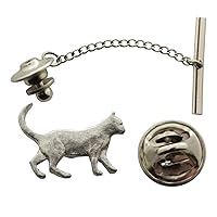 Walking Cat Tie Tack ~ Antiqued Pewter ~ Tie Tack or Pin - Antiqued Pewter