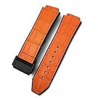 20mm 22mm Cowhide Leather Rubber Watchband 25mm * 19mm Fit for Hublot Watch Strap Calfskin Silicone Bracelets Sport (Color : 8, Size : 20mm)
