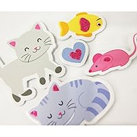 30 Stickers - EVA Foam - Cat - Glitter