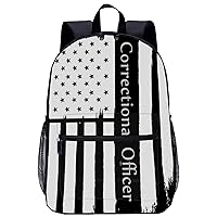 Thin Silver Line Correctional Officer Travel Laptop Backpack Lightweight 17 Inch Casual Daypack Shoulder Bag for Men Women