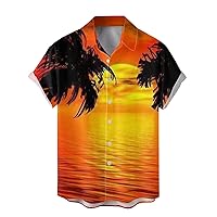 Mens Hawaiian Shirt Funny Short Sleeve Summer Tshirt Casual Stylish Button Up Western Retro Multicolored Pullover