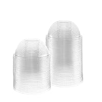 Comfy Package, [100 Count] Clear (No hole) Dome PET Plastic Lids 98mm Rim for 12, 16, 20 & 24 oz. Milkshake Cups