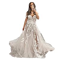 Casual Aline lace Tulle Sweetheart Women Ball Gown Wedding Dresses for Brides with Long Train White Ivory