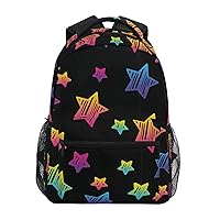 ALAZA Abstract Black and Rainbow Star Travel Laptop Backpack Durable College School Backpack