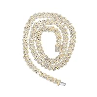 The Diamond Deal 10kt Yellow Gold Mens Round Diamond 20-inch Cuban Link Chain Necklace 7-1/2 Cttw