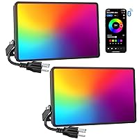 Onforu LED Flood Light Outdoor 100W 7200LM, Color Changing Stage Lights 2700K&16 Million Colors&Timing&Music Sync Bluetooth APP Control Uplighting, 2 Pack RGBW Uplights for Events, Floodlights IP66