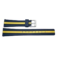 Vintage Retro 18MM Blue Yellow Rubber Watch Band with Stainless Steel Buckle