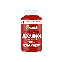 Mega Ubiquinol CoQ10 100 mg, Superior Absorbable, Patented Water Soluble and Fat Soluble Natural CoQ10 Supplement to Support Heart Health, 120 Softgels (Pack of 1)