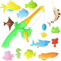Bath Toys for Kids, Magnetic Fishing Bathtub Toys, Kiddie Water Bath Toys with Pole Rod Plastic Floating Fish Toddler Colorful Ocean Sea Animals, Bath Toy, Pool Toys, Bath Toys for Toddlers 1-3 Gifts