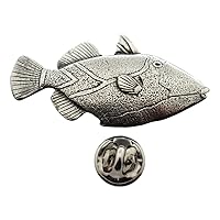 Triggerfish Pin ~ Antiqued Pewter ~ Lapel Pin - Antiqued Pewter