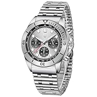 HaiQin Pagani Design 1705 V2 Men's Chronograph Watches Japan VK63 Movement Stainless Steel 100M Waterproof Fashion Sports Quartz Wrist Watch (Steel Grey)