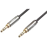 3.5mm Aux Audio Cable for Stereo Speaker or Subwoofer with Gold-Plated Plugs, 4 Foot, Black