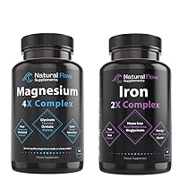 New Natural Flow 4X Magnesium Supplement and Iron Supplement 2-in-1 Complete Complex