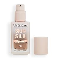 Revolution Beauty, Skin Silk Serum Foundation, Light to Medium Coverage, Lightweight & Radiant Finish, Contains Hyaluronic Acid, F13.5 - Dark Skin Tones, 0.77 Fl. Oz.