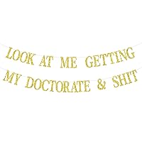 Doctorate Degree Banner, It's Dr Actually, Congrats on Doctor Degree Hanging Decorations, Class of 2024, Glittery Happy Graduation Party Decorations Backdrop Gifts for Doctoral Graduate(Gold)